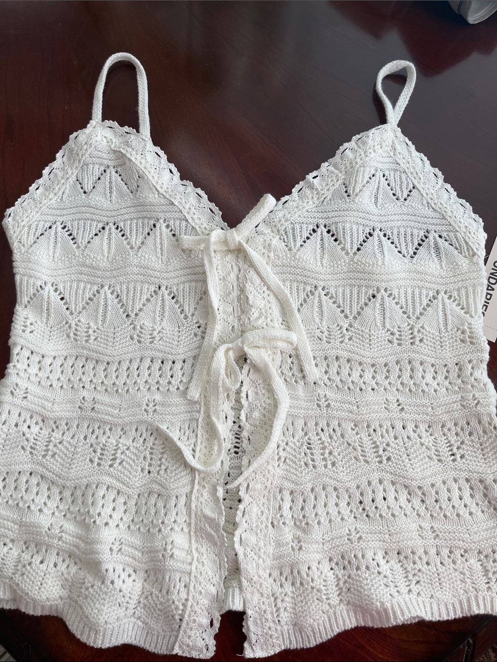No Boundaries White Crochet Knit Camisole Tank